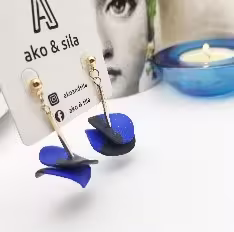 Blue Petal Clay Earrings