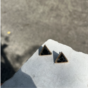 Black Triangle Stud Earrings
