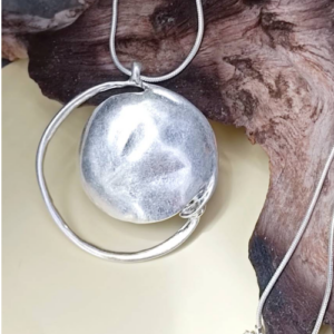 Silver Disc Pendant Necklace