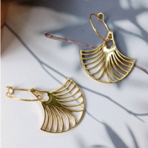 Gold Fan Hoop Earrings