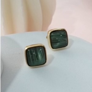 Grey Square Stone Stud Earrings