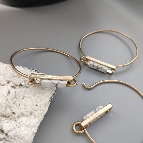 White Bar Open Cuff Bracelet