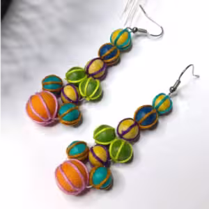 Multicolor Wood Bead Earrings