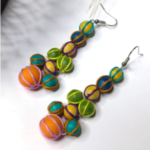 Multicolor Wood Bead Earrings