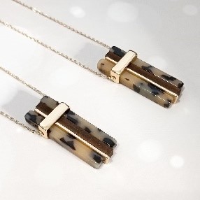 Brown Crystal Bar Necklace