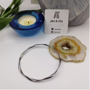 Black Twisted Bangle Bracelet