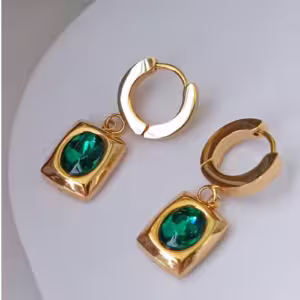 Emerald Rectangular Hoops