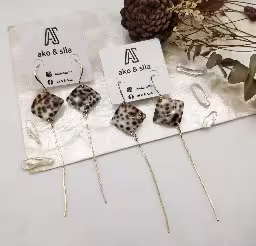 Leopard Hexagon Threader Earrings