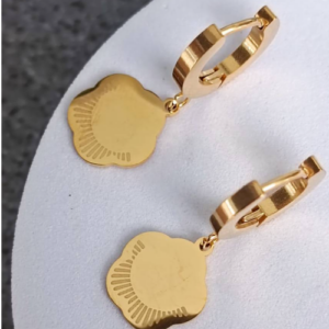 Gold Medallion Hoop Earrings