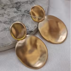Gold Hammered Disc Earrings