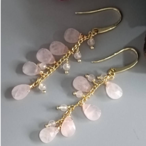 Teardrop Rose Quartz Earrings