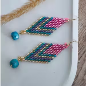Turquoise Pink Nazar Drop Earrings