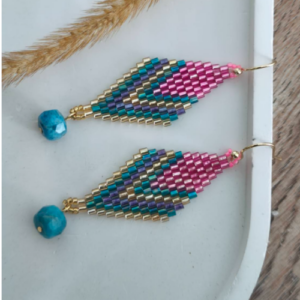 Larimar Pink Nazar Drop Earrings