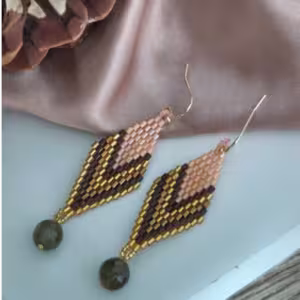 Brown Amber Nazar Drop Earrings