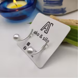Silver Pearl Arc Earrings