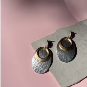 Mixed Metal Layered Disc Earrings