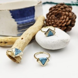 Blue Acrylic Triangle Ring