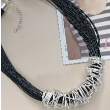 Black Silver Scribble Collar Necklace