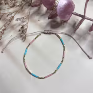 Blue Pink Acrylic Beaded Bracelet
