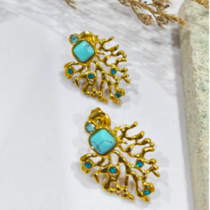 Turquoise Floral Cluster Earrings