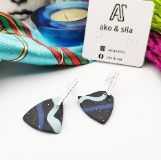 Midnight Stripe Clay Earrings
