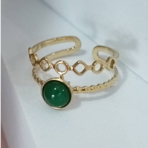 Green Opal Glow Chain Band Ring