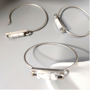 Silver White Stone Hoop Bracelet