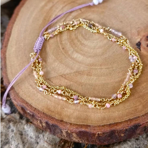 Lavender Gold Seed Bead Bracelet