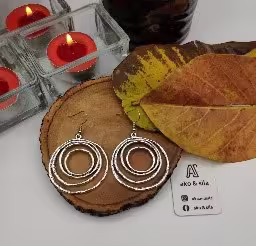 Silver Layered Circle Earrings