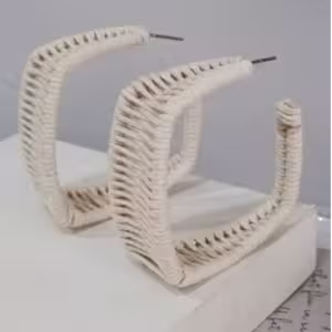 White Woven Rectangle Hoops