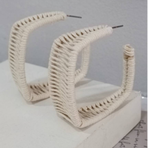White Woven Rectangle Hoops
