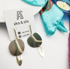 Olive Stripe Clay Earrings