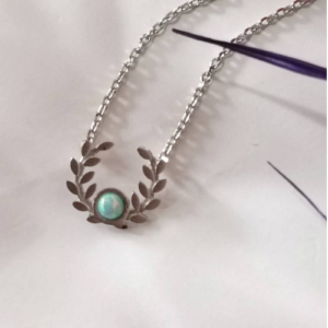 Silver Laurel Stone Necklace