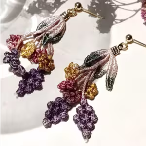 Plum Floral Cloth Earrings