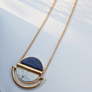 Blue Arc Stone Necklace