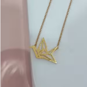 Gold Origami Bird Necklace