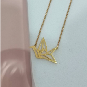 Gold Origami Bird Necklace