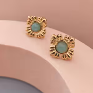 Light Blue Sunburst Stud Earrings