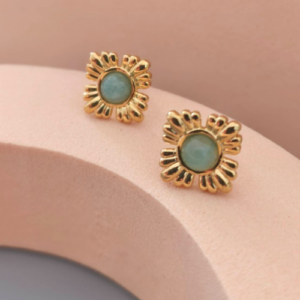 Light Blue Sunburst Stud Earrings