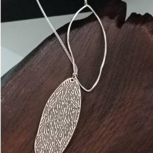 Silver Textured Leaf Necklace
