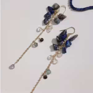 Deep Blue Crystal Tassel Earrings