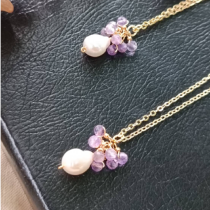 Amethyst Pearl Cluster Necklace