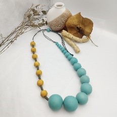 Turquoise Mustard Asymmetrical Necklace