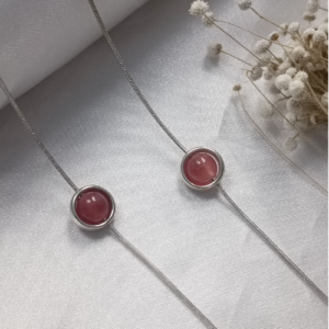 Silver Red Round Necklace