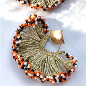 Orange Fringe Fan Earrings