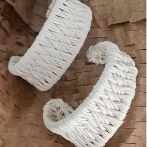 White Woven Hoop Earrings