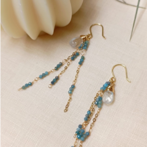 Aqua Crystal Chain Earrings