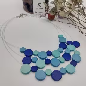 Blue Disc Cascade Necklace