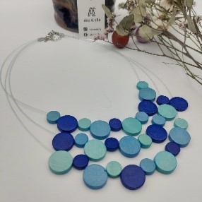 Blue Disc Cascade Necklace