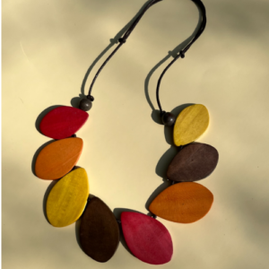 Multicolor Petal Wood Necklace